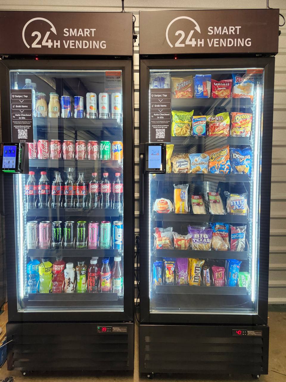 AI Smart Cooler — Newmark Vending micro market with open shelving for snacks and beverages